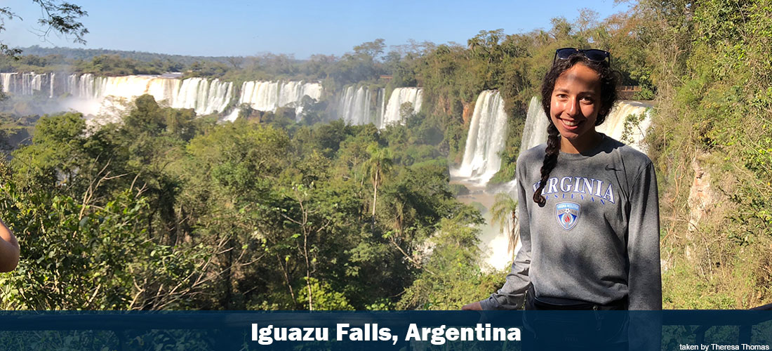 51ios student posing for photo at Iguaza Falls, Argentina